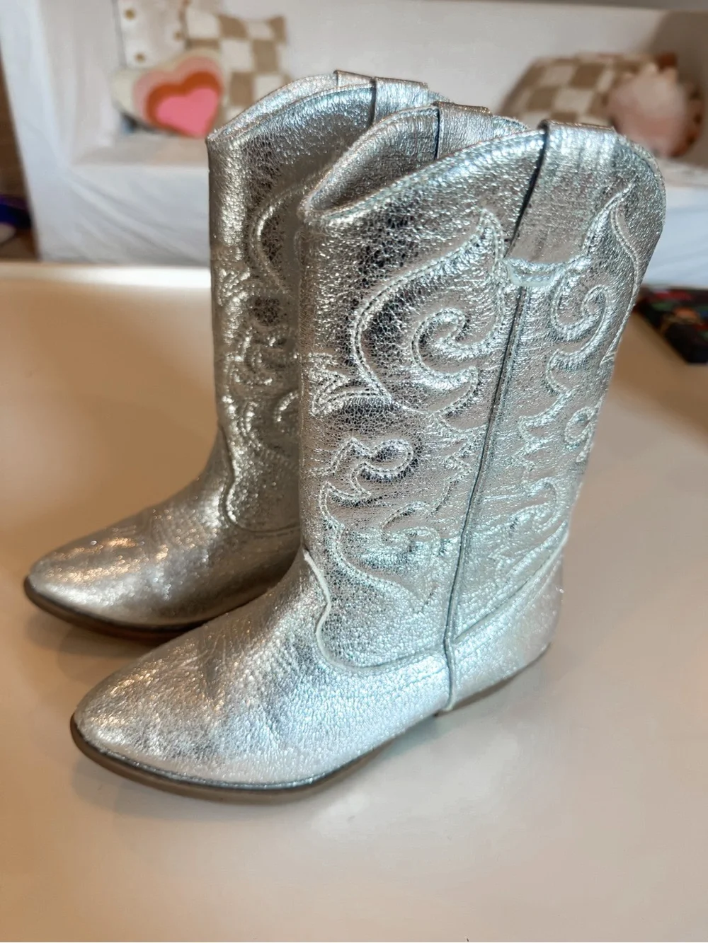 Tucker + Tate Metallic Silver Western Cowboy Boots
